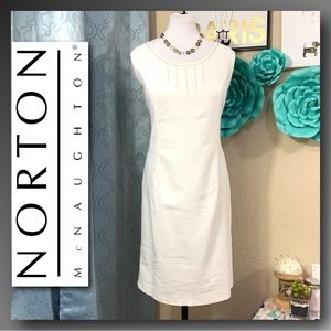 Norton McNaughton Off-White Sleeveless Dress w/ Silver Embroidery 
Size 14